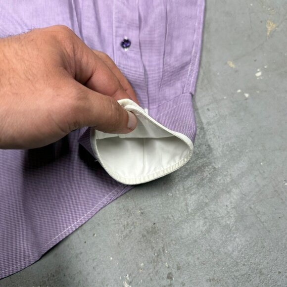 Pal Zileri Dress Shirt Made in Italy Long Sleeve Button Up Purple 15 3/4 Medium - Picture 5 of 11